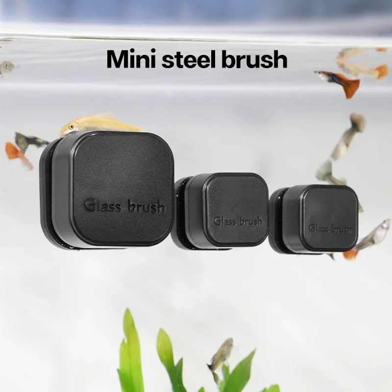 Aquarium Fish Tank Cleaner - Mini brosse magnétique carrée pour Aquarium,